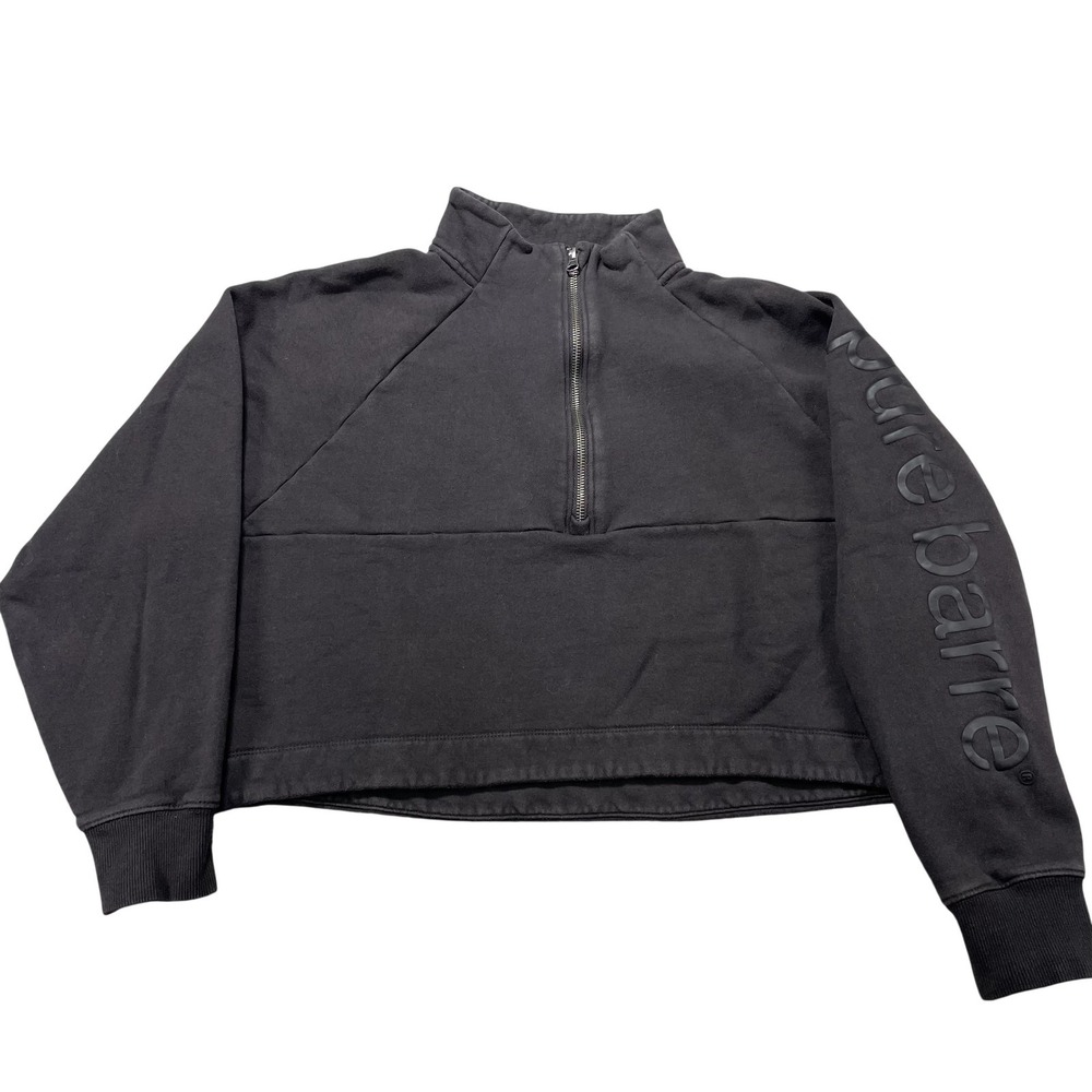 Pure Barre Sweatshirt Womens Large Black 1/4 Zip Mock Neck Fleece Logo Pullover